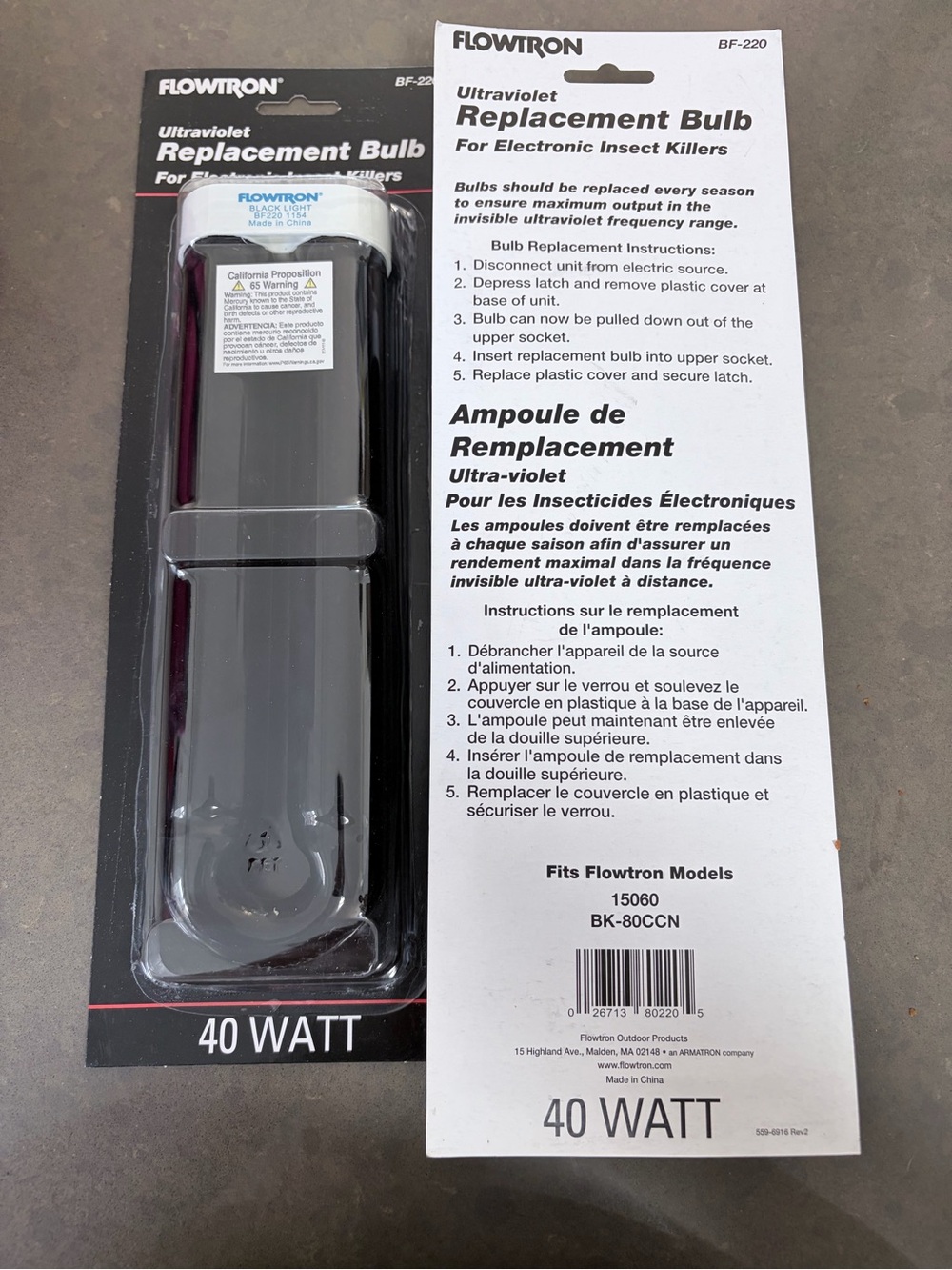 Flowtron 40 Watt Ultraviolet Replacement Bulb - pair of bulbs